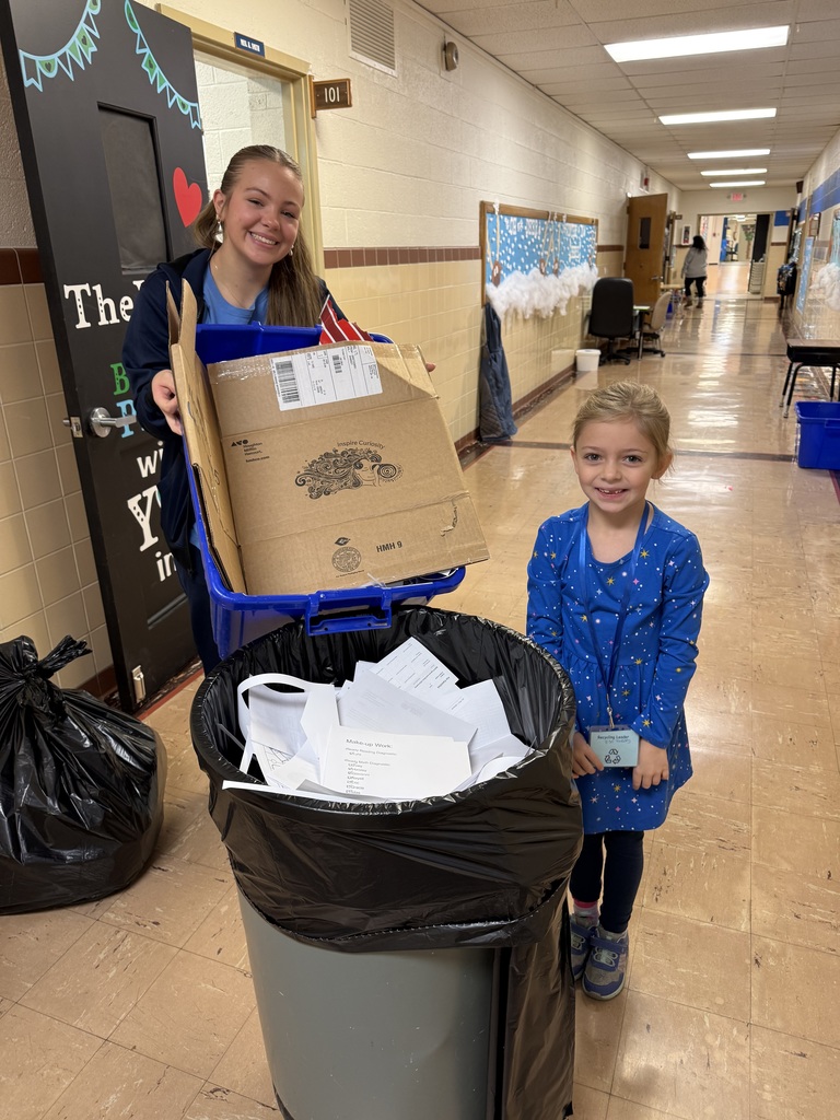 Mrs. Ehret's class is kicking off 2026 as the student leaders this week. Kolsten and Charlotte started the day doing the announcements with Mr. Moore. TLC students assisted John, Elsie and Skylar with collecting the recycling and Jagger and Kinzley greeted students as they entered the building.