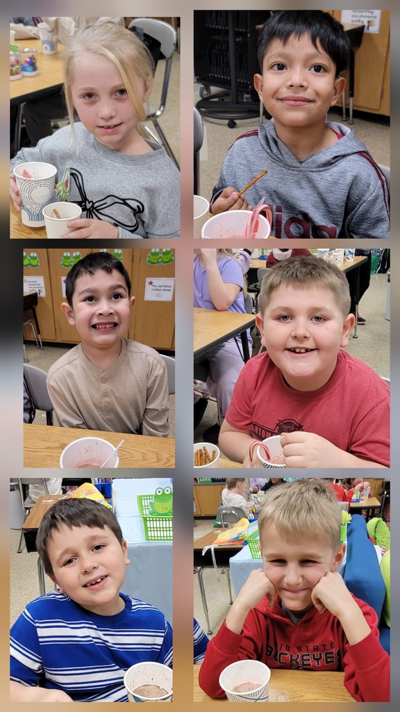 Second graders in Mrs. Kopfstein's class completed a series of academic challenges to earn the "ingredients" to make hot chocolate. Once everyone successfully completed each station, they were treated to a hot chocolate bar with lots of yummy toppings. What a fun way to start Quarter 3!