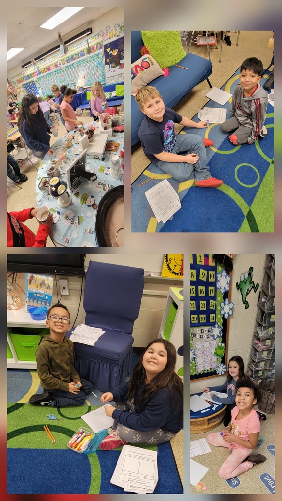 Second graders in Mrs. Kopfstein's class completed a series of academic challenges to earn the "ingredients" to make hot chocolate. Once everyone successfully completed each station, they were treated to a hot chocolate bar with lots of yummy toppings. What a fun way to start Quarter 3!