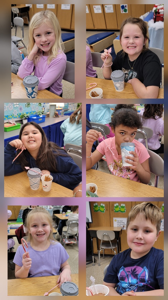 Second graders in Mrs. Kopfstein's class completed a series of academic challenges to earn the "ingredients" to make hot chocolate. Once everyone successfully completed each station, they were treated to a hot chocolate bar with lots of yummy toppings. What a fun way to start Quarter 3!