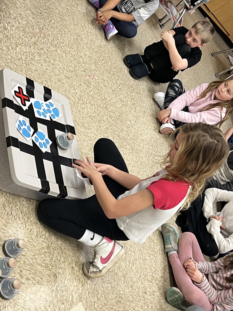 Mrs. Gamble’s class earned a whole class reward! Kepler came and played tic-tac-toe with us and stayed for a special story!