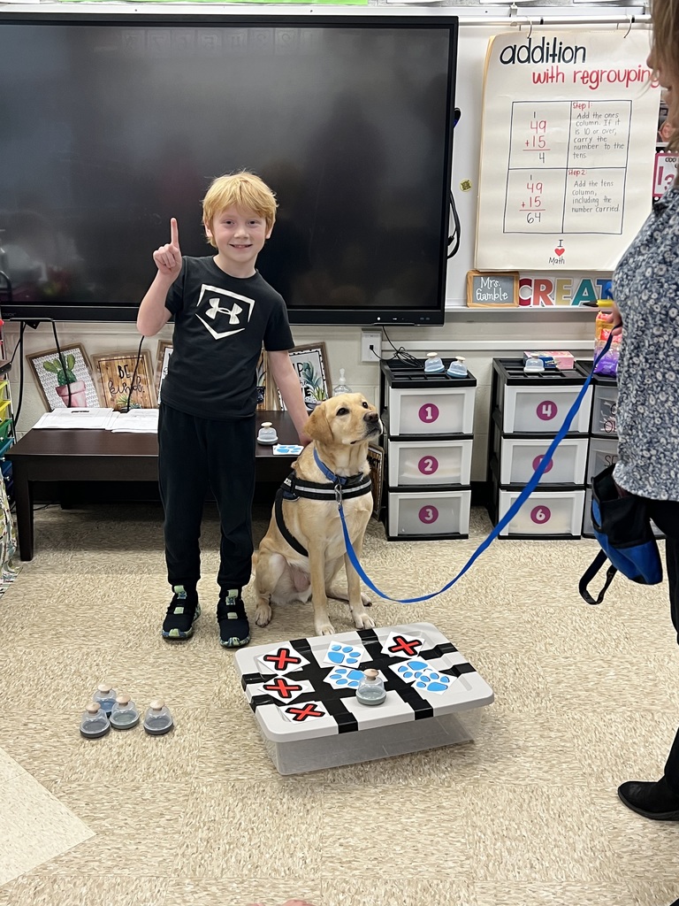 Mrs. Gamble’s class earned a whole class reward! Kepler came and played tic-tac-toe with us and stayed for a special story!