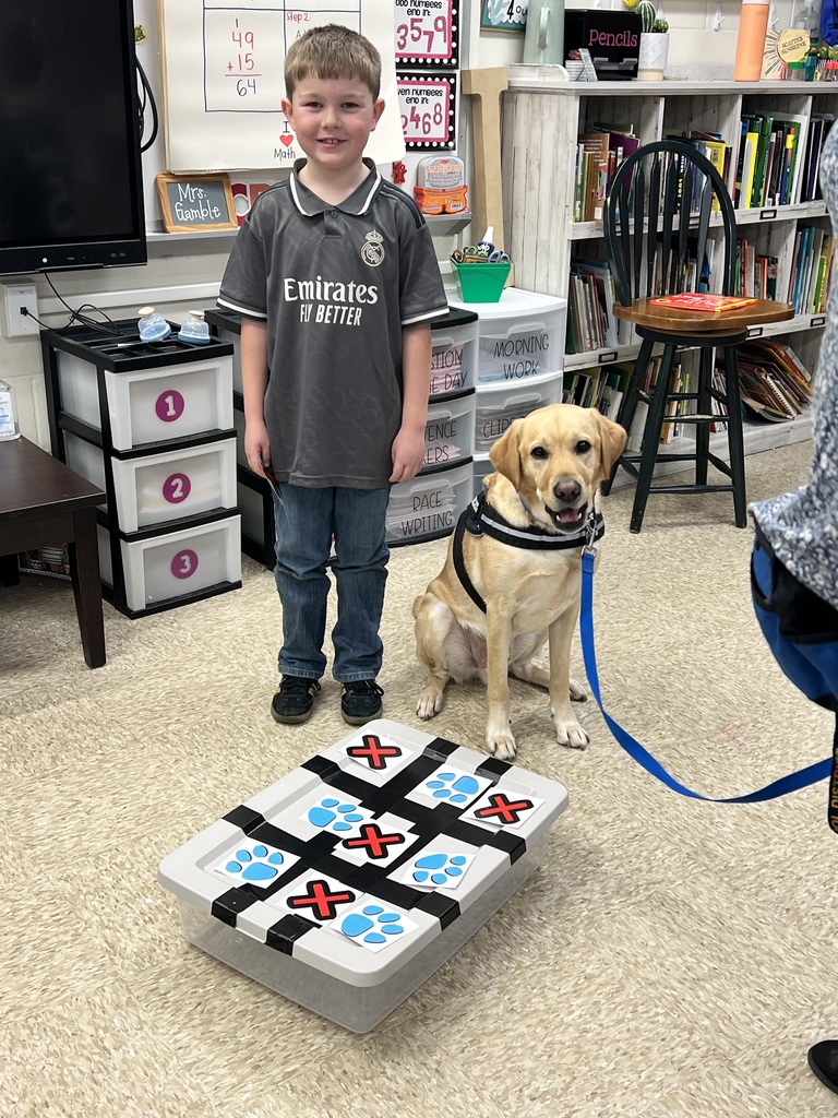 Mrs. Gamble’s class earned a whole class reward! Kepler came and played tic-tac-toe with us and stayed for a special story!