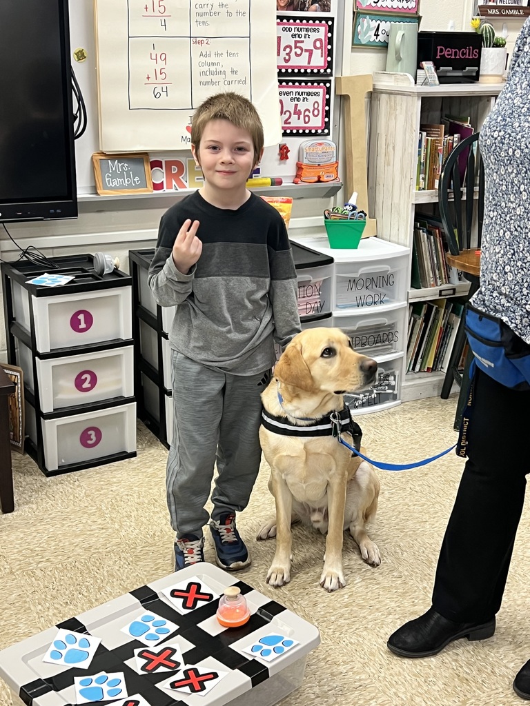 Mrs. Gamble’s class earned a whole class reward! Kepler came and played tic-tac-toe with us and stayed for a special story!