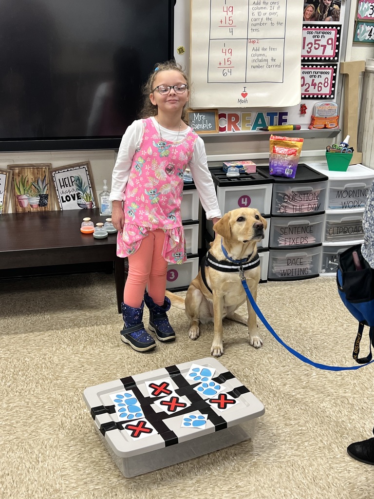 Mrs. Gamble’s class earned a whole class reward! Kepler came and played tic-tac-toe with us and stayed for a special story!