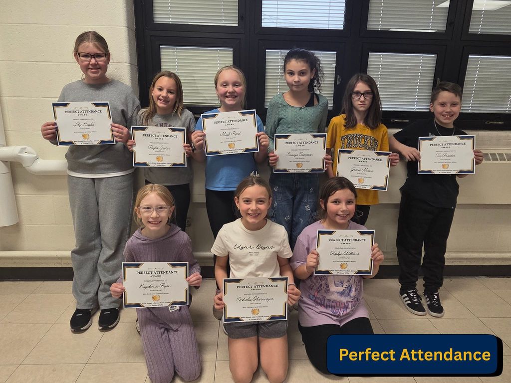 Students from the 4th Grade White team were recognized for their Quarter 2 Achievements: Perfect Attendance, All A & B Honor Roll, and All A Honor Roll. Great job students!