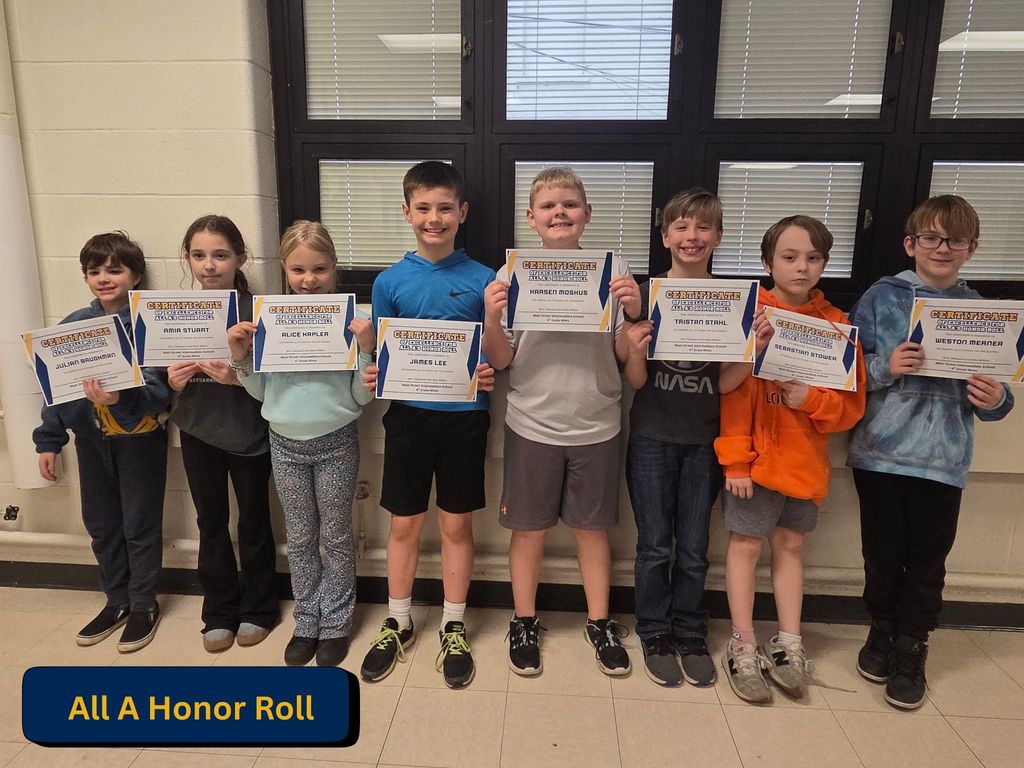 Students from the 4th Grade White team were recognized for their Quarter 2 Achievements: Perfect Attendance, All A & B Honor Roll, and All A Honor Roll. Great job students!