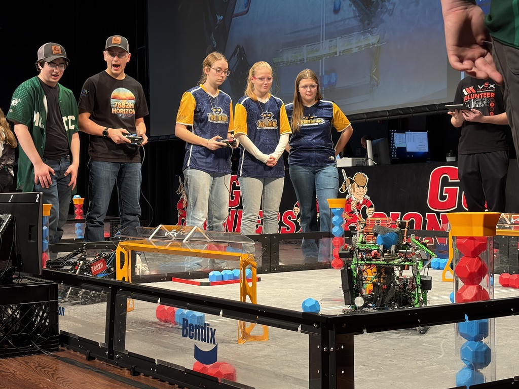 NERD Nation teams participated in the Late Shift at Elyria HS on Friday night, January 9.  Team 3264K and 3264X finished the evening undefeated in qualificaiton play.  3264J partnered with 3264T and lost in the first round.  3264E partnered with 8609X from Lorain HS and lost in the quarterfinals.  3264X partnered with 11124R from Elyria HS and lost in the semifinals.  3264K partnered with 11124X form Elyria HS and lost in the tournament finals.  As well as doing well in the tournament portion, 3264T won the Innovate Award and 3264K won the Design Award.