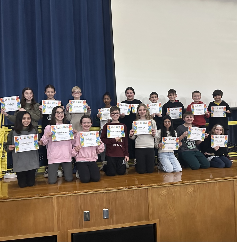 Fifth Grade Blue Squad were recognized for their Achievements in Quarter 2: Perfect Attendance, All A/B Honor Roll, and All A Honor Roll. Great Job!
