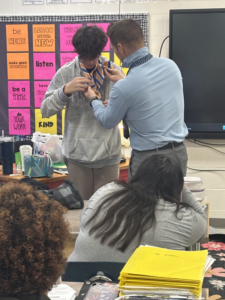 Students in Mrs. Schlotterer’s Independent Living class learned how to tie a necktie. Thank you, Mr. Schlotterer, for the lesson! 