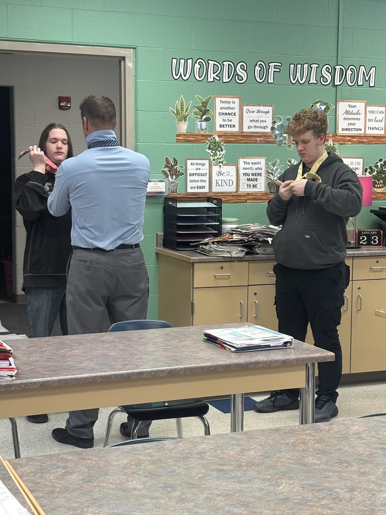 Students in Mrs. Schlotterer’s Independent Living class learned how to tie a necktie. Thank you, Mr. Schlotterer, for the lesson! 