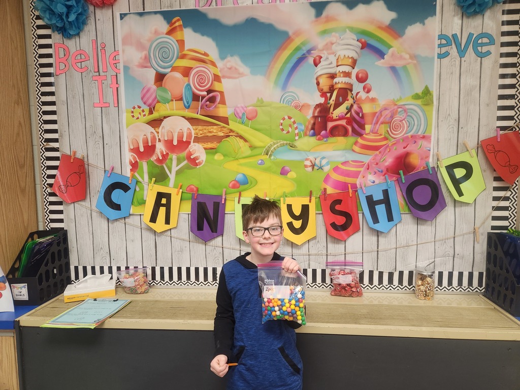 Third grade students recently completed 10 candy themed challenges in math to wrap up our chapter on rounding.  After completing the challenges, students were able to give their best "estimate" for the amount of candy in each bag. The student with the closest estimate without going over was the winner of that candy!