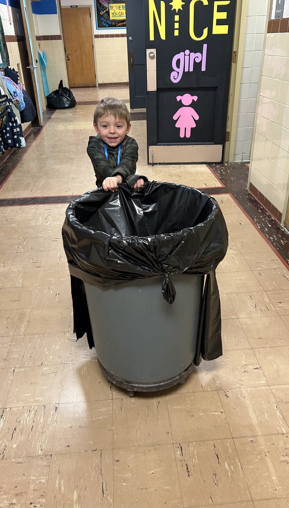 The morning preschool students in Mrs. Kathy Smith and Mrs. Jeanette Roth's class were the leaders and collected recycling on Friday morning.  The students go to each classroom and empty a large blue recycling tub into the trash bags.  The bags are then taken to the recycling  dumpsters.  Jolene Havens, Andrew Derby and Lenny Wollet did a fantastic job collecting the recycling. 