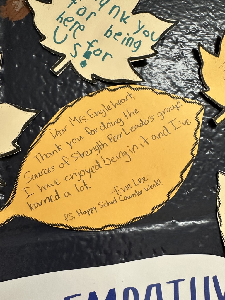 Last week, for National School Counseling Week, we celebrated the amazing Mrs. Englehart and everything she does for students and staff. Everyone across the 6th grade was given a leaf to write a gratuitous message to Mrs. Englehart. We then displayed them on the hallway Support Tree! Thank you and Kepler so much for your continued dedication to the wellbeing and safety of us at League! 