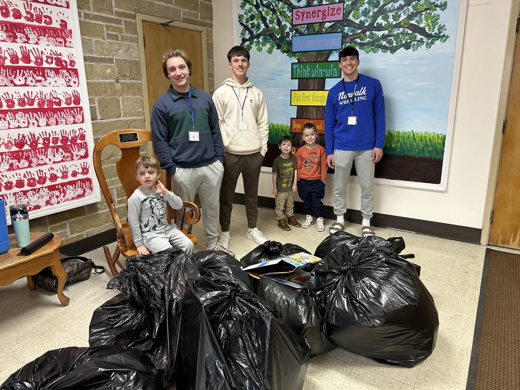 Maplehurst students from Mr. Joe Ludwig's class are the leaders this week.  Kindergarten student Kaiden Fisher from Mr. Joe Ludwig's class collected recycling Tuesday along with TLC students and preschool students Dax Brown and James Fannin.  