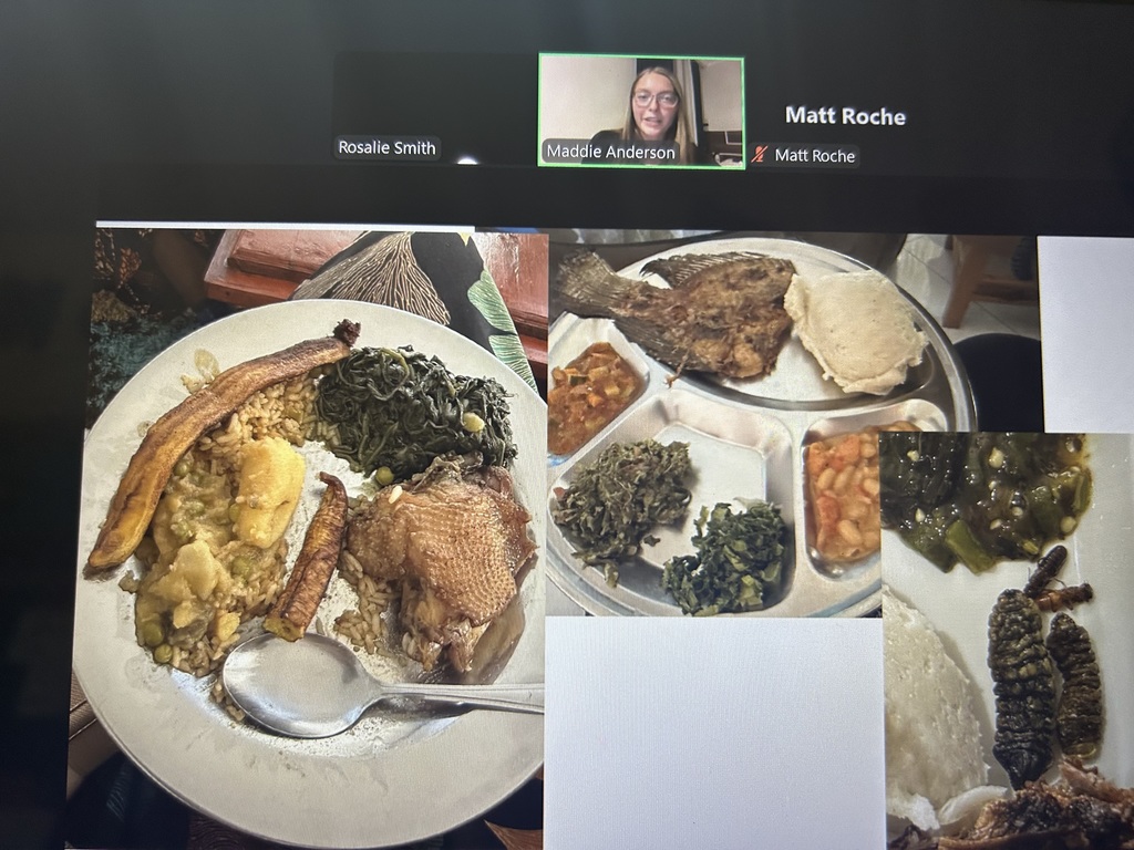 Maplehurst Elementary is celebrating right to read week with a theme of "book an adventure". Guest readers are coming in each day to read to the students in their classrooms. First grade students in Mrs. Kingsborough's class went on an adventure to Africa! Former Norwalk resident Maddie (Roche) Anderson lives in Africa with her husband. Maddie read to the students today via zoom from Africa.  Maddie read a story her dad wrote when she was little and her sister illustrated it. Because Africa is eight hours ahead of us, it was 10:30 at night there so Maddie shared pictures she had taken with the students.  She spoke to them about the weather, the landscape, the animals, the currency and the foods they eat.  The students were not excited about the idea of eating bugs-which is something people in Africa eat.  A student asked Maddie why they eat bugs and she responded that many people in Africa are poor and cannot afford to buy food and bugs are free.  The students were attentive and engaged and asked many good questions. We are grateful to have had this opportunity. 