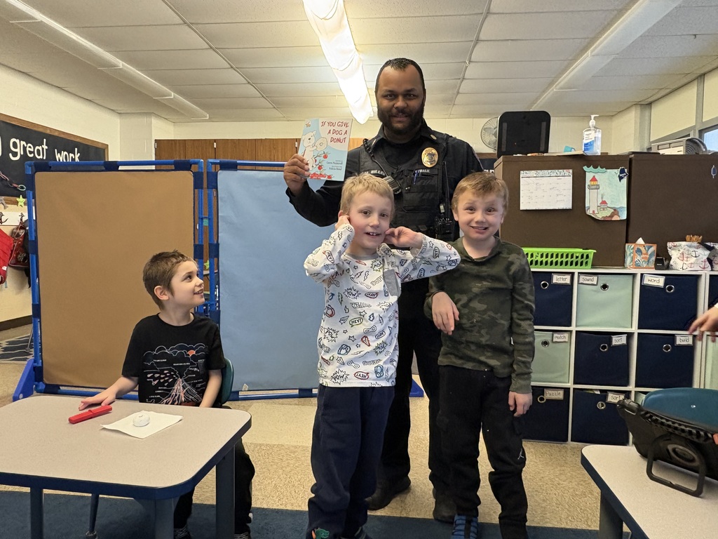 On Tuesday guest readers at Maplehurst included: Police Officer Cooke, Police Officer Bond, Fire Chief Strayer, Newspaper reporter Matt Roche, Police Chief Dahlgren, Sheriff Deputies Weller and Cawrse, school secretary Becky Scheel, middle school student Ariel Roche, Officer Mike Conney, State Trooper Sgt. Hamilton, Assistant Police Chief Michael Biller and director of operations Dan Bauman. TLC students Sawyer Wineman and CJ Bennet enjoyed reading with Mrs. Heyman's students in the boats. The students and staff are enjoying having the guest readers each day. 