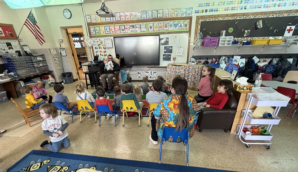 On Tuesday guest readers at Maplehurst included: Police Officer Cooke, Police Officer Bond, Fire Chief Strayer, Newspaper reporter Matt Roche, Police Chief Dahlgren, Sheriff Deputies Weller and Cawrse, school secretary Becky Scheel, middle school student Ariel Roche, Officer Mike Conney, State Trooper Sgt. Hamilton, Assistant Police Chief Michael Biller and director of operations Dan Bauman. TLC students Sawyer Wineman and CJ Bennet enjoyed reading with Mrs. Heyman's students in the boats. The students and staff are enjoying having the guest readers each day. 