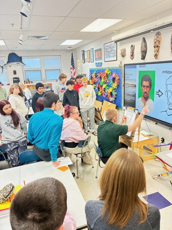 Kamans Art Shoppes from Cedar Point came in and showed the HIgh School  students how they can use their art skills in the real world, and maybe even snag a summer job. They taught the students how to do some old time photography and caricature drawing.  