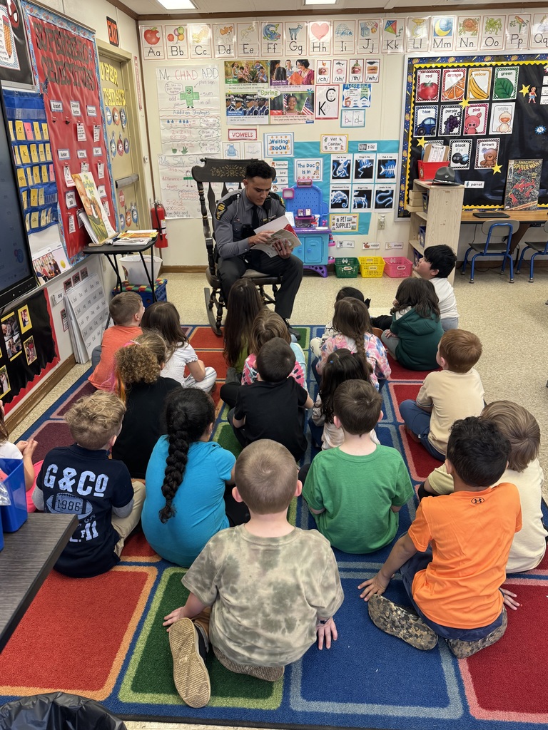 Guest readers at Maplehurst Elementary on Wednesday included: Police Chief Dahlgren, Office Mike Conney, State Trooper Alvarado, School Board member Eric Gonzales, Middle School student Ariel Roche, newspaper reporter Matt Roche and central office employee Kim McConegly.  Thank you guest readers!