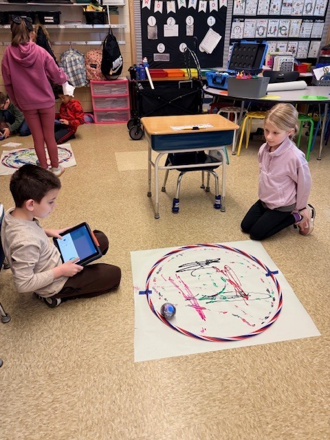 Mrs. Steinwart's class had fun painting with robots.  Mrs. Jude taught us how we can use technology to create art pieces with different textures.  