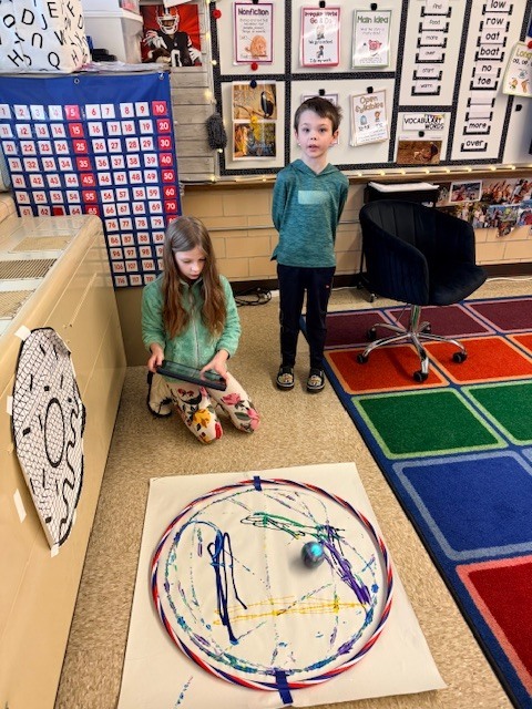 Mrs. Steinwart's class had fun painting with robots.  Mrs. Jude taught us how we can use technology to create art pieces with different textures.  