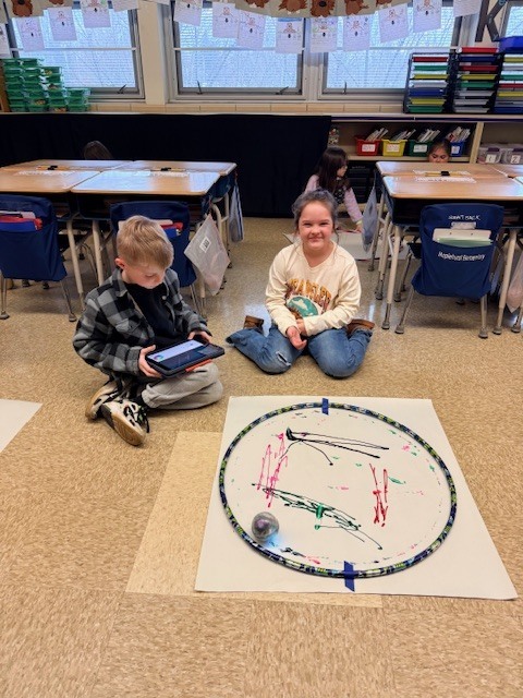 Mrs. Steinwart's class had fun painting with robots.  Mrs. Jude taught us how we can use technology to create art pieces with different textures.  