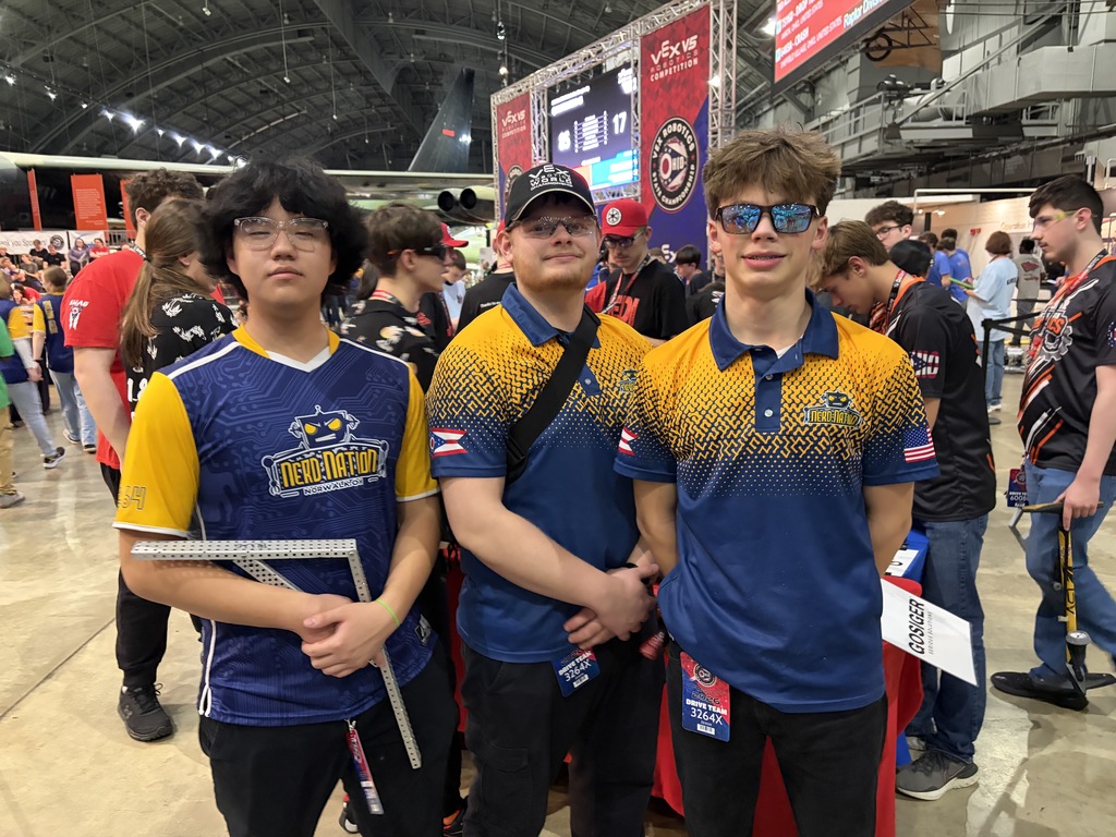 NERD Nation teams 3264E, 3264K, 3264T, & 3264X competed at the 2026 Ohio State VEX Robotics State Championships on March 6 & 7 at the National Museumn of the US Air Force in Dayton, Ohio.  Congrats to all teams for qualifying and to 3264T for their Judges Award.  