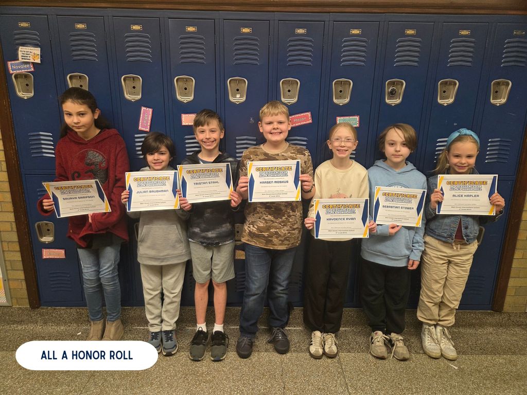 Students from the 4th Grade White team were recognized for their 3rd Quarter achievements: Perfect Attendance, A & B Honor Roll, and All A Honor Roll. Great job students!