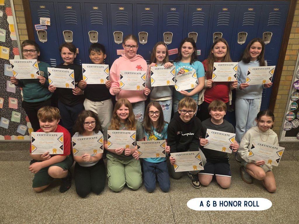 Students from the 4th Grade White team were recognized for their 3rd Quarter achievements: Perfect Attendance, A & B Honor Roll, and All A Honor Roll. Great job students!