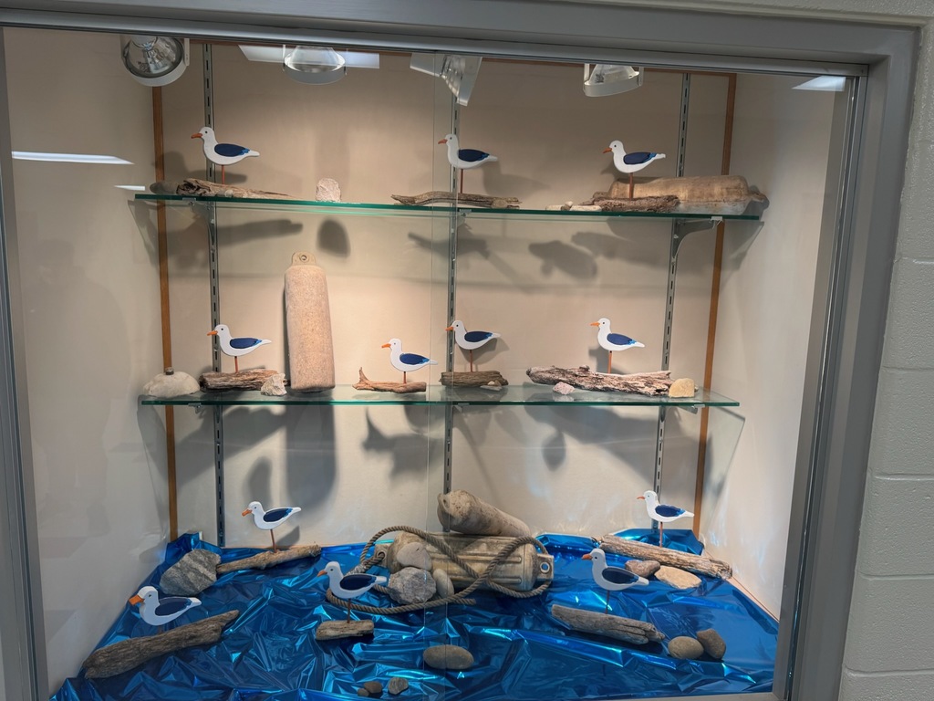 Industrial Education 2 Scroll saw segmentation projects completed and displayed today......doesn't it make you think of spring break??