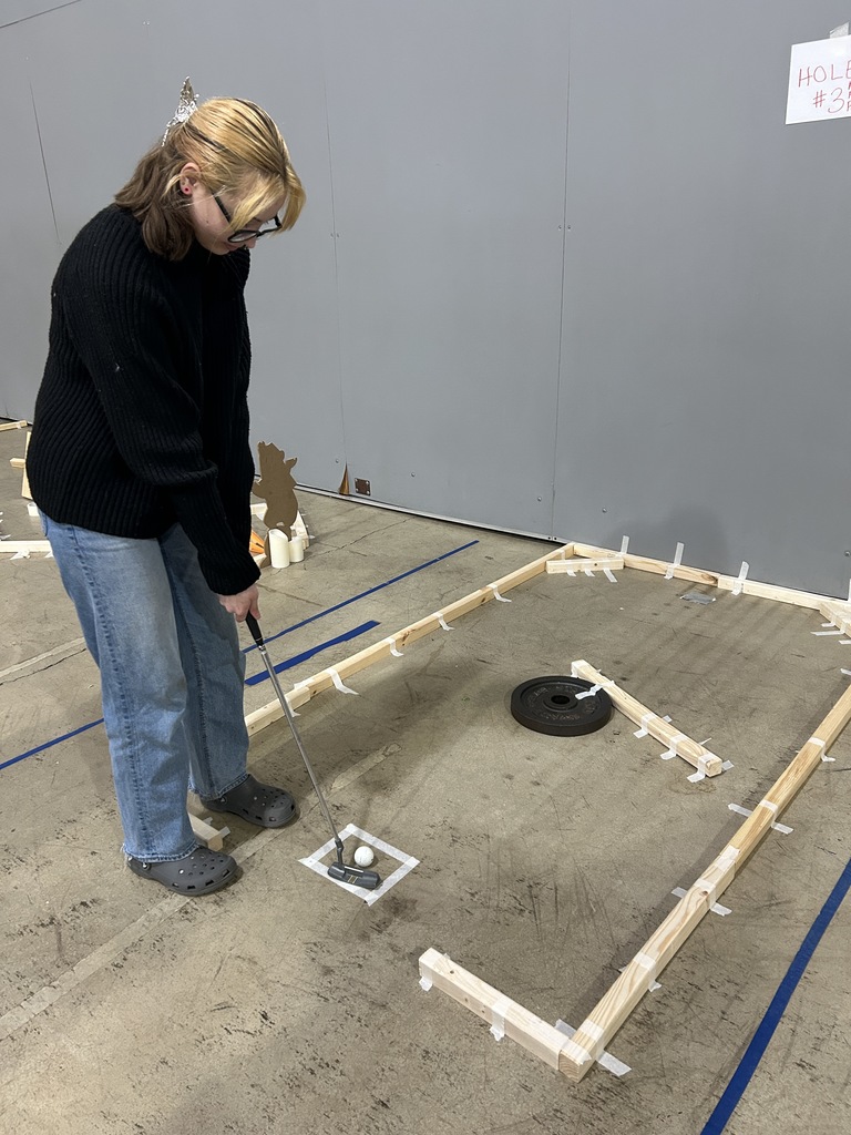 Mrs. Molnar's Advanced Quantitative Reasoning classes built a putt-putt course this week. They used the reflexive angles rules to mark the bank shots needed for a hole-in-one. Students had fun playing the course while using math concepts in real life.