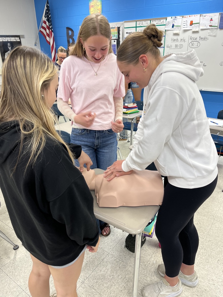 Norwalk Firefighters Ryan Houghtlen and Chris Dowdell spent the day with Health students at Norwalk High School Friday. After a review of CPR, AED, and the Heimlich Maneuver, students were able to get hands on practice with the life saving techniques. This is part of a 2 week long First Aid unit the classes have been working on.