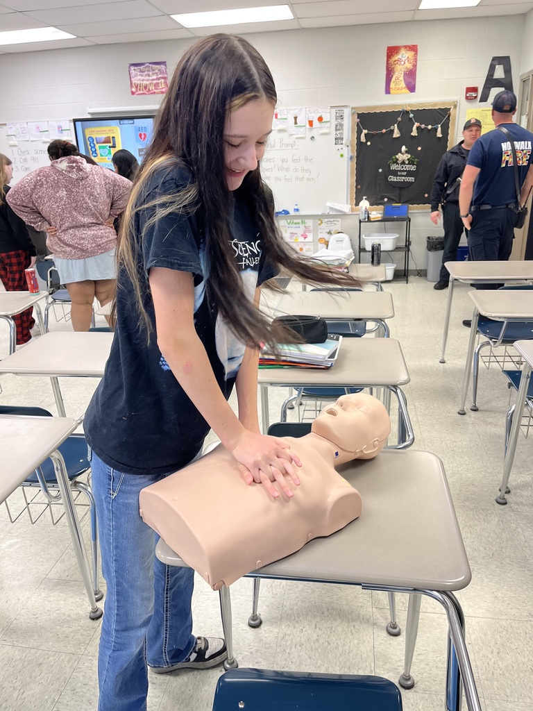 Norwalk Firefighters Ryan Houghtlen and Chris Dowdell spent the day with Health students at Norwalk High School Friday. After a review of CPR, AED, and the Heimlich Maneuver, students were able to get hands on practice with the life saving techniques. This is part of a 2 week long First Aid unit the classes have been working on.