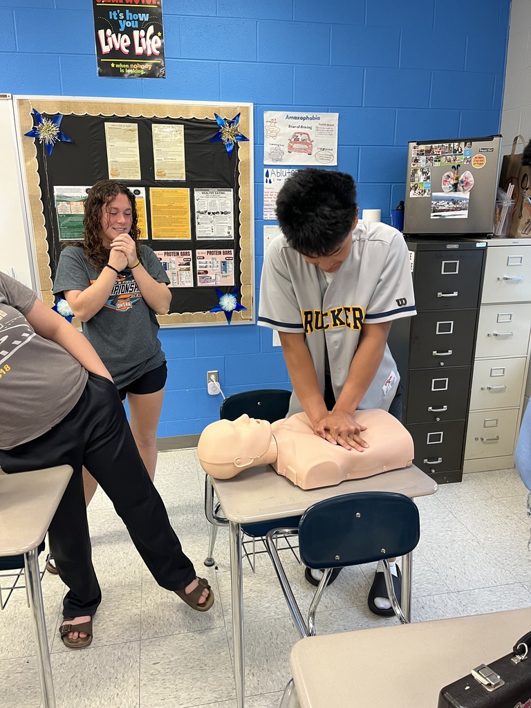 Norwalk Firefighters Ryan Houghtlen and Chris Dowdell spent the day with Health students at Norwalk High School Friday. After a review of CPR, AED, and the Heimlich Maneuver, students were able to get hands on practice with the life saving techniques. This is part of a 2 week long First Aid unit the classes have been working on.