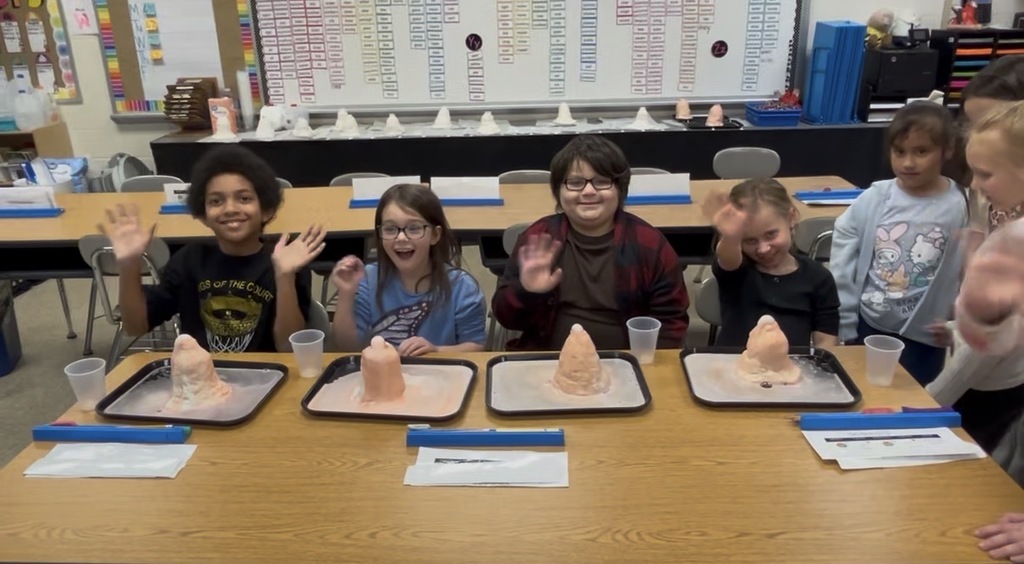 Our classroom has been buzzing with excitement lately! Students in Mrs. Acierto and Mrs. Harps’ class have been working incredibly hard learning all about volcanoes and 3D shapes. 🌋📐  They’ve been diving into hands-on activities to bring their learning to life. One of the highlights was creating their very own volcanoes using salt dough—then making them erupt using vinegar and baking soda! The room was filled with excitement as students watched their creations come alive.  We are so proud of their curiosity, creativity, and enthusiasm for learning!