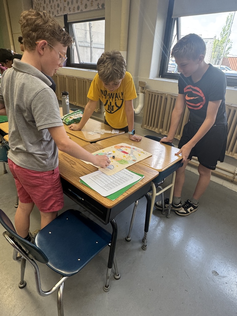 Fifth graders in Mrs. Valentine's science classes enjoyed a test-prep activity where they created unique board games based on topics learned this school year.  They then participated in a "Game Day" where they were able to play each other's games to review for the upcoming science test.