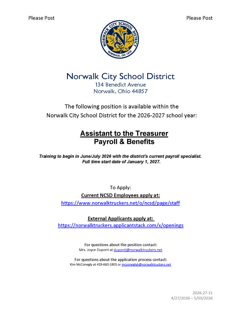 Job description for Treasurer's Assistant - Payroll