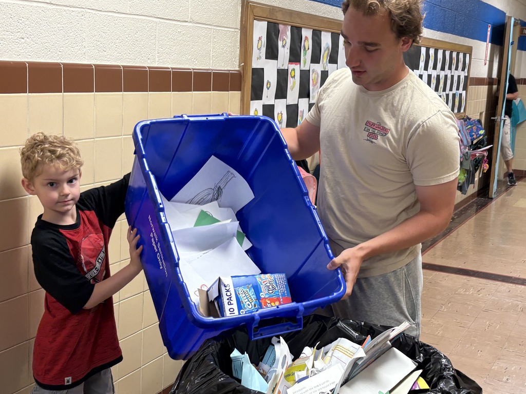 Mrs. Sarah Smith's kindergarten students Camden, Valeria, and Gabriel  assisted TLC members Casey and Gavin with collecting the recycling today at Maplehurst.  Thank you for your hard work today.