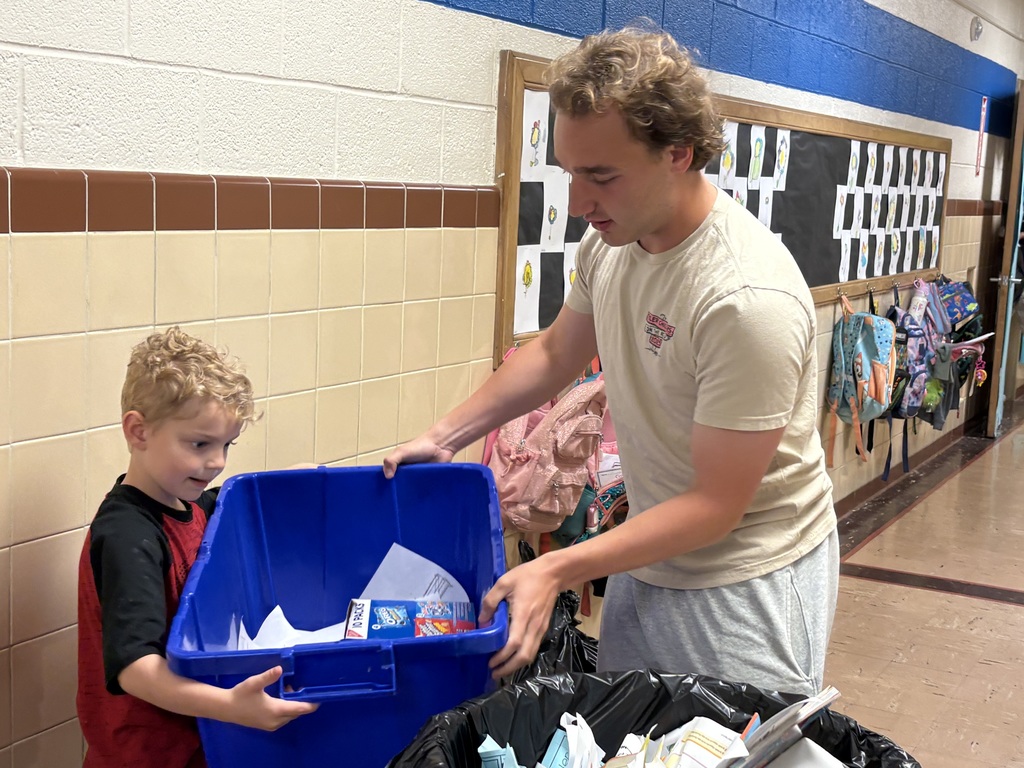 Mrs. Sarah Smith's kindergarten students Camden, Valeria, and Gabriel  assisted TLC members Casey and Gavin with collecting the recycling today at Maplehurst.  Thank you for your hard work today.