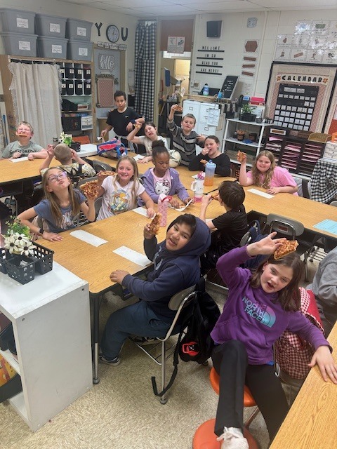 Mrs. Taylor’s third grade class at Pleasant Elementary earned a pizza party! They have been working so hard.