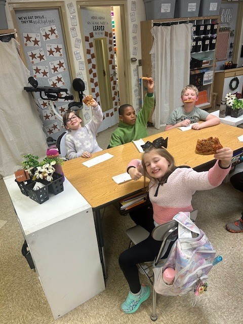 Mrs. Taylor’s third grade class at Pleasant Elementary earned a pizza party! They have been working so hard.