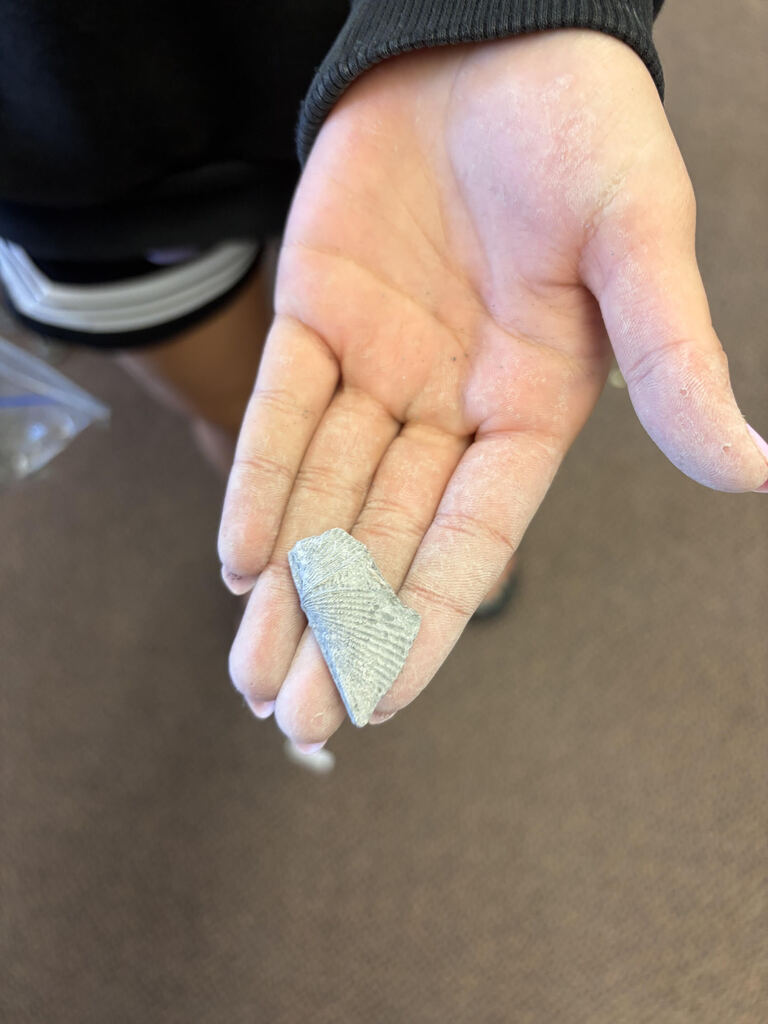 Mrs. Bergman’s science class became paleontologists during a fossil dig using shale from Sylvania, Ohio! Students discovered real fossils including brachiopods, coral, and other ancient marine life hidden inside the rocks. This activity helped students learn about fossils, sedimentary rocks, and how Ohio was once covered by an ancient sea hundreds of millions of years ago. The best part — students were able to keep the fossils they found! 