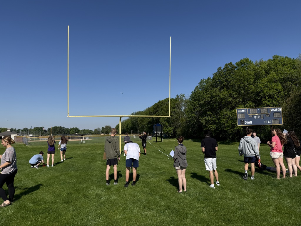 Mrs. Kaple’s Honors Geometry students took trigonometry outside today to explore indirect measurement around campus! Using clinometers, tape measures, and angle of elevation calculations, students gathered real-world data to determine the height of objects across the high school grounds. Hands-on learning brought geometry to life! 📐📏🌳
