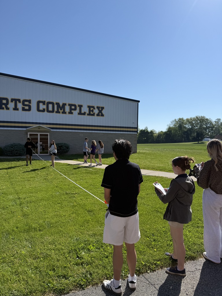 Mrs. Kaple’s Honors Geometry students took trigonometry outside today to explore indirect measurement around campus! Using clinometers, tape measures, and angle of elevation calculations, students gathered real-world data to determine the height of objects across the high school grounds. Hands-on learning brought geometry to life! 📐📏🌳