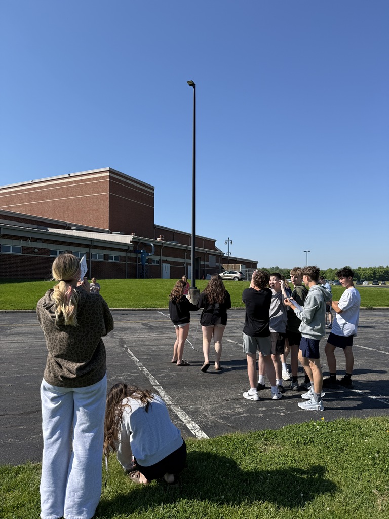 Mrs. Kaple’s Honors Geometry students took trigonometry outside today to explore indirect measurement around campus! Using clinometers, tape measures, and angle of elevation calculations, students gathered real-world data to determine the height of objects across the high school grounds. Hands-on learning brought geometry to life! 📐📏🌳