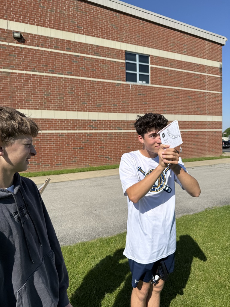 Mrs. Kaple’s Honors Geometry students took trigonometry outside today to explore indirect measurement around campus! Using clinometers, tape measures, and angle of elevation calculations, students gathered real-world data to determine the height of objects across the high school grounds. Hands-on learning brought geometry to life! 📐📏🌳