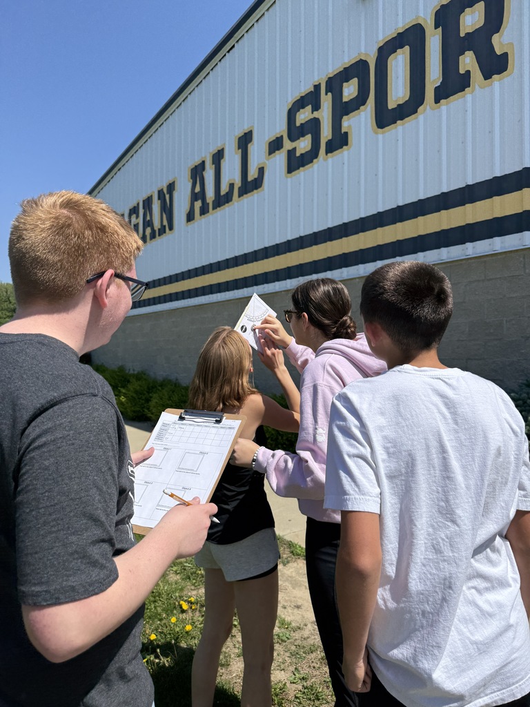 Mrs. Kaple’s Honors Geometry students took trigonometry outside today to explore indirect measurement around campus! Using clinometers, tape measures, and angle of elevation calculations, students gathered real-world data to determine the height of objects across the high school grounds. Hands-on learning brought geometry to life! 📐📏🌳