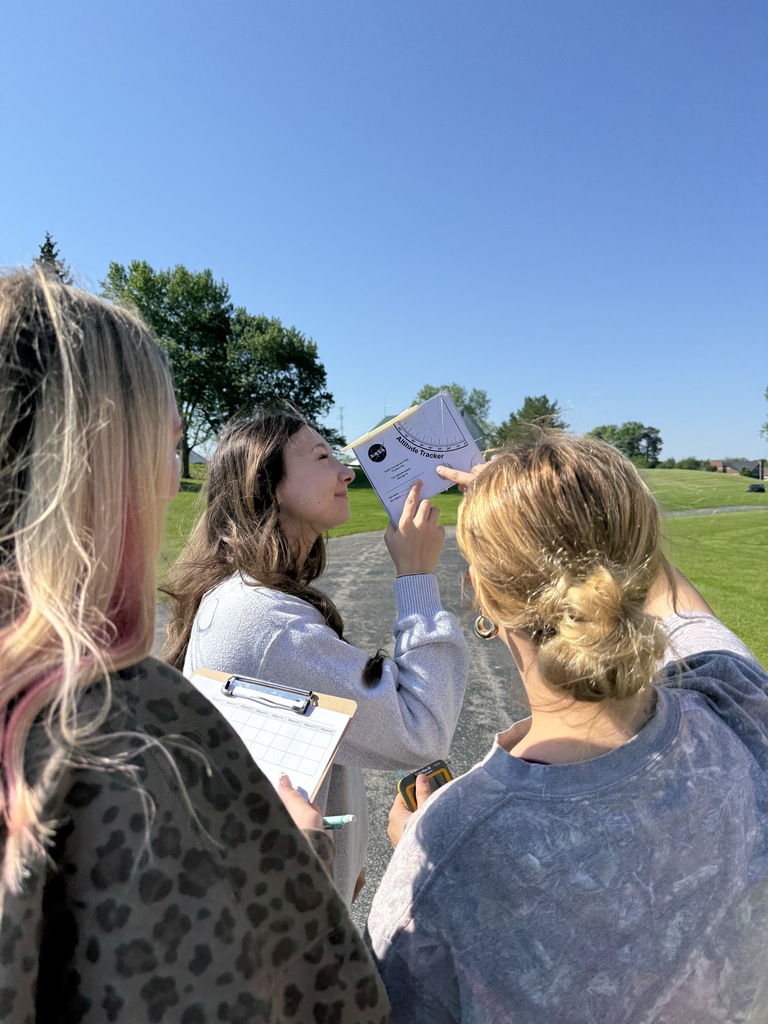 Mrs. Kaple’s Honors Geometry students took trigonometry outside today to explore indirect measurement around campus! Using clinometers, tape measures, and angle of elevation calculations, students gathered real-world data to determine the height of objects across the high school grounds. Hands-on learning brought geometry to life! 📐📏🌳