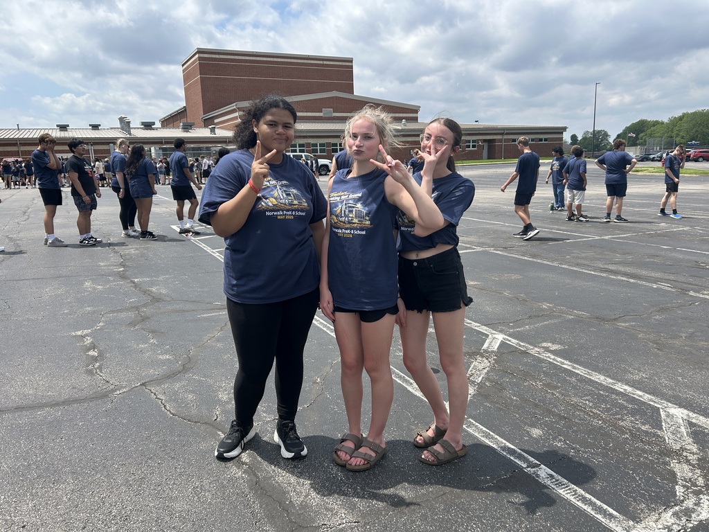 HS field day after the groundbreaking ceremony for the new preK-12 building.  Senior boys won the powderbuff volleyball game against the junior boys.